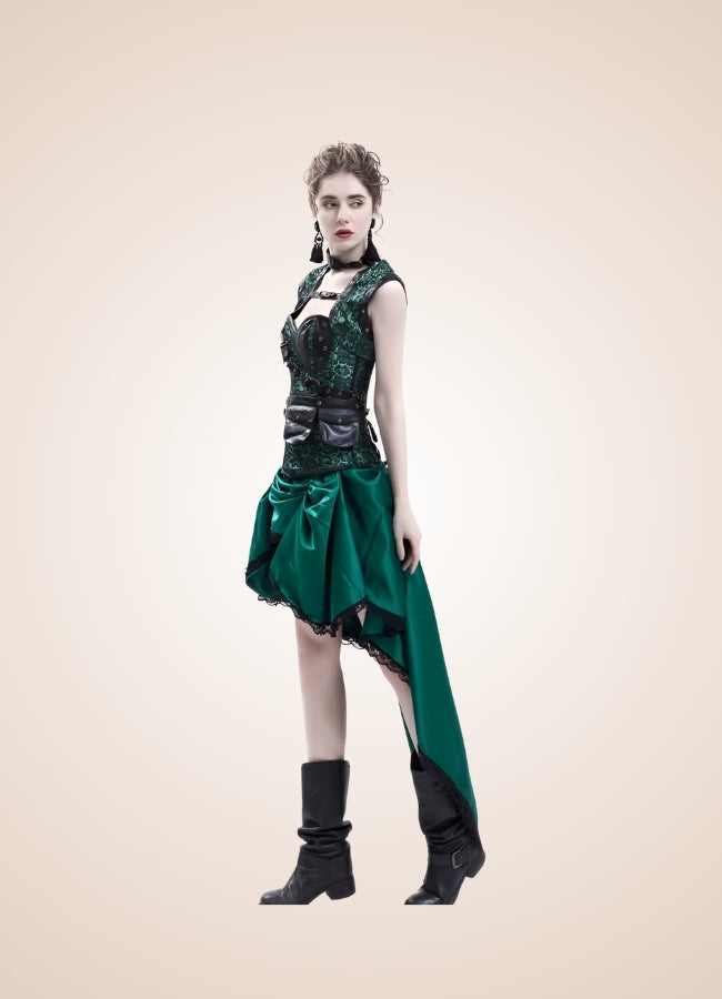 Green Steampunk Dress Green / L green-steampunk-dress-green