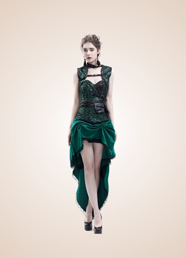 Green Steampunk Dress Green / L green-steampunk-dress-green