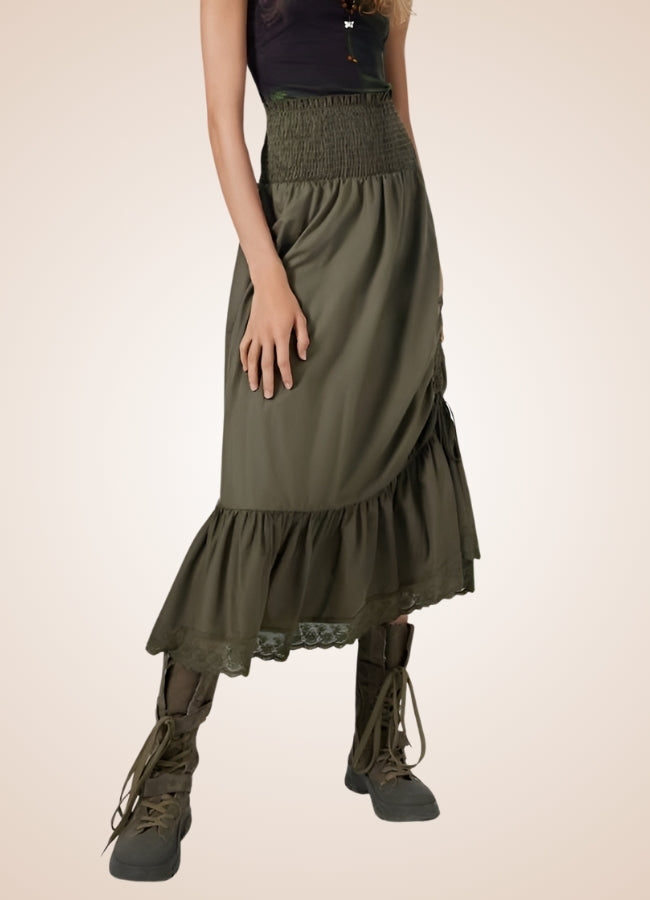 Green Steampunk Long Skirt Green / M green-steampunk-long-skirt-green