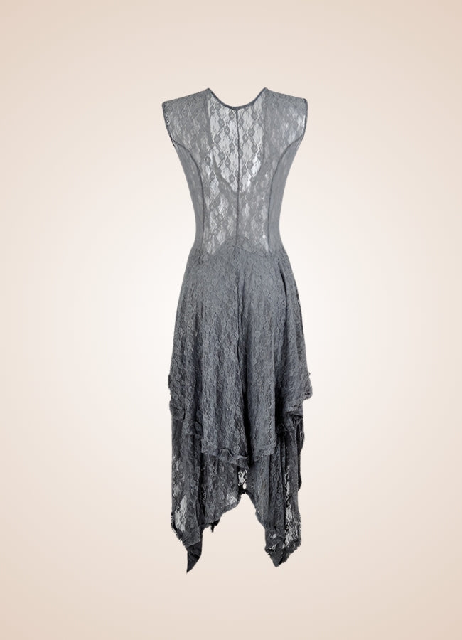 grey steampunk dress SHRINE FUTURISTIC SCIFI SPACE GOTHIC BURNING MAN STEAMPUNK METROPOLIS GREY DRESS