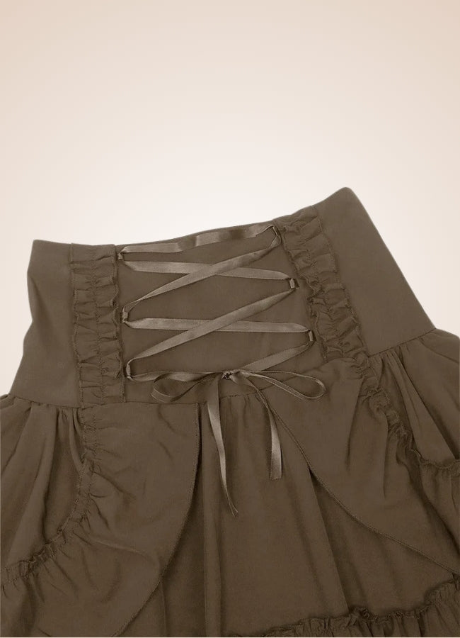 High Waisted Steampunk Skirt Brown / XL high-waisted-steampunk-skirt-brown