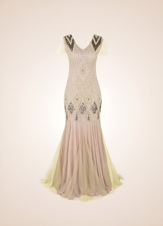 Ivory Vintage Wedding Dress Apricot Gold / XL ivory-vintage-wedding-dress-apricot-gold