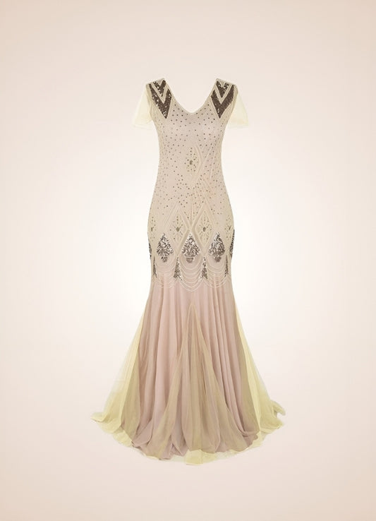 Ivory Vintage Wedding Dress Apricot Gold / XL ivory-vintage-wedding-dress-apricot-gold