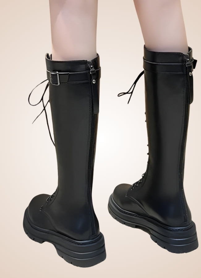 Knee High Steampunk Leather Boots Black / 9.5 knee-high-steampunk-leather-boots-black