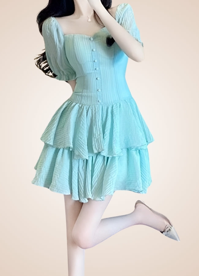 Korean Lolita Steampunk Dress Lake Green / L korean-lolita-steampunk-dress-lake-green