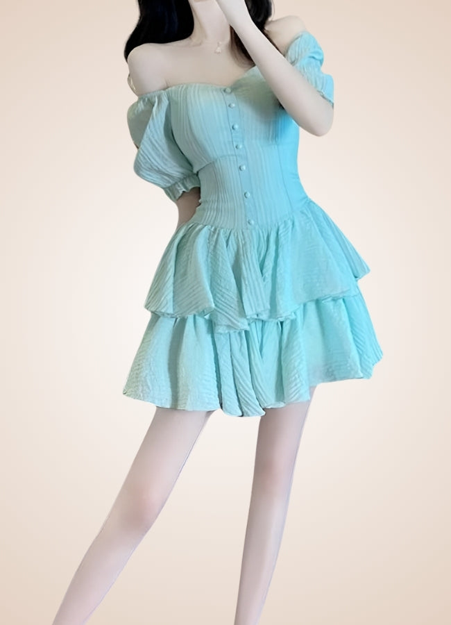 Korean Lolita Steampunk Dress Lake Green / L korean-lolita-steampunk-dress-lake-green