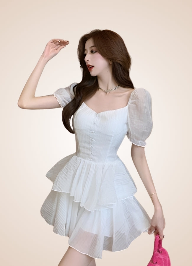 Korean Lolita Steampunk Dress White / L korean-lolita-steampunk-dress-white