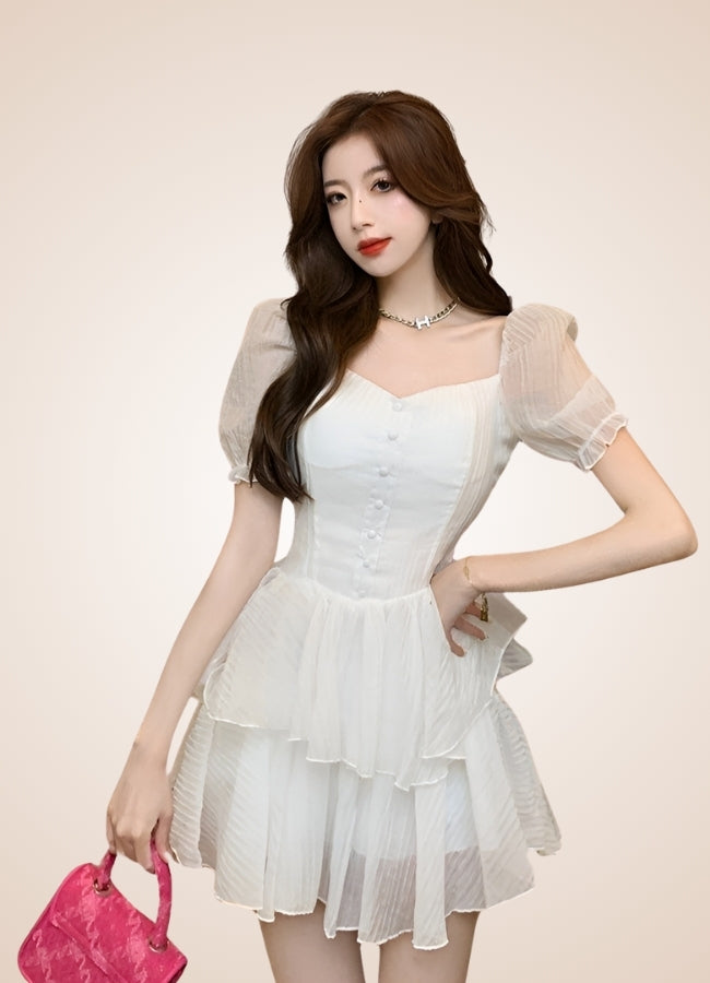 Korean Lolita Steampunk Dress White / L korean-lolita-steampunk-dress-white