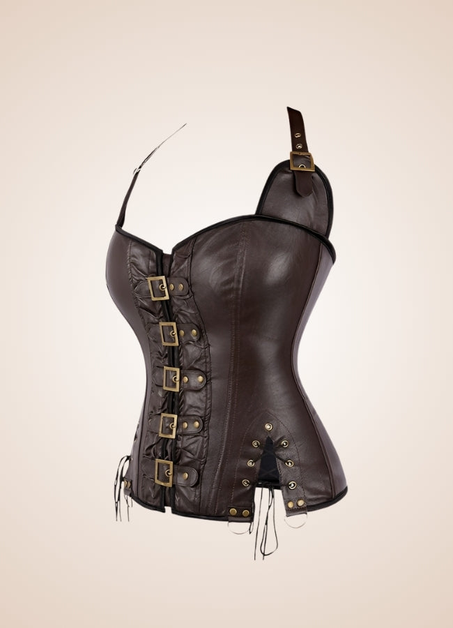 Leather And Straps Steampunk Corset Brown / XL leather-and-straps-steampunk-corset-brown