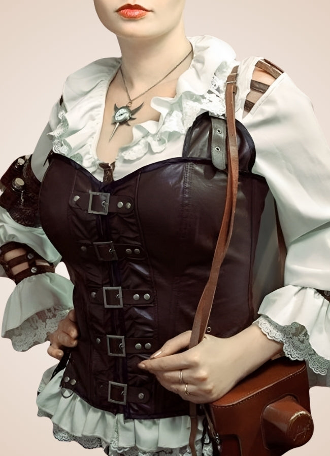 Leather And Straps Steampunk Corset Brown / XL leather-and-straps-steampunk-corset-brown