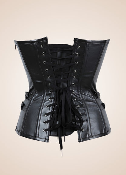 Leather Goth Steampunk Corset Black / XL leather-goth-steampunk-corset-black