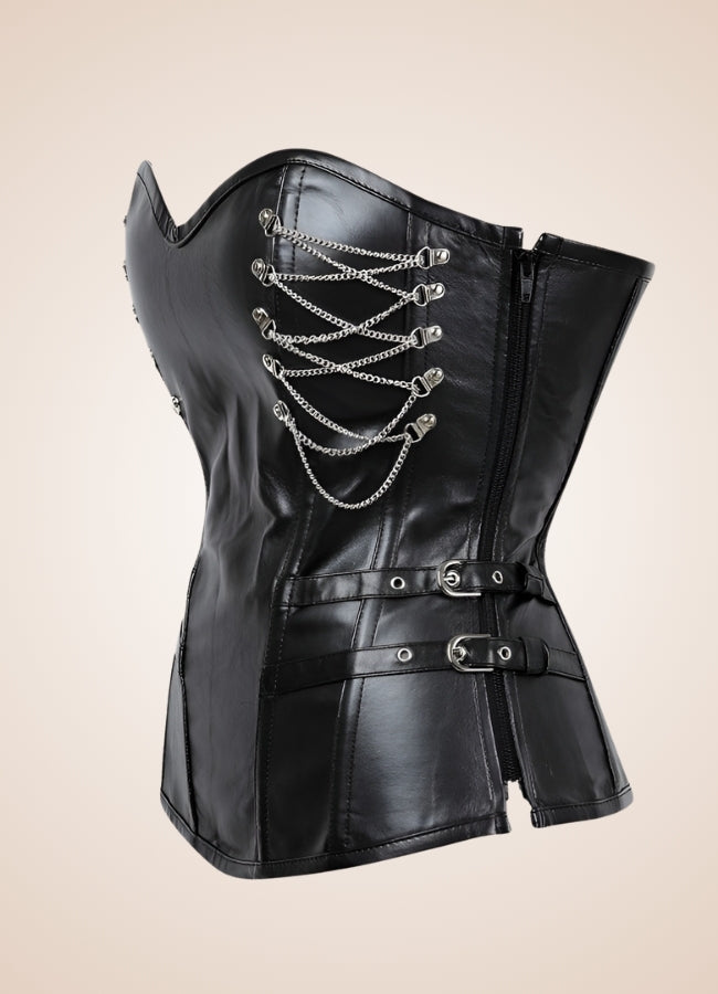 Leather Goth Steampunk Corset Black / XL leather-goth-steampunk-corset-black