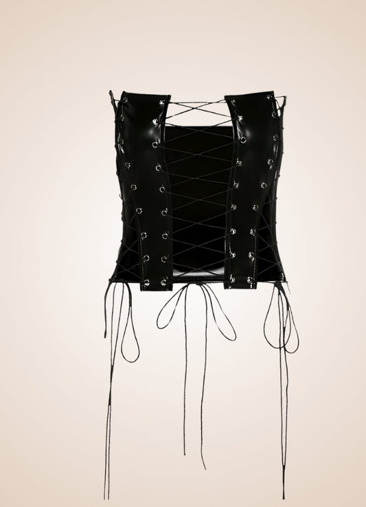 Leather Twist Steampunk Corset Black / M leather-twist-steampunk-corset-black