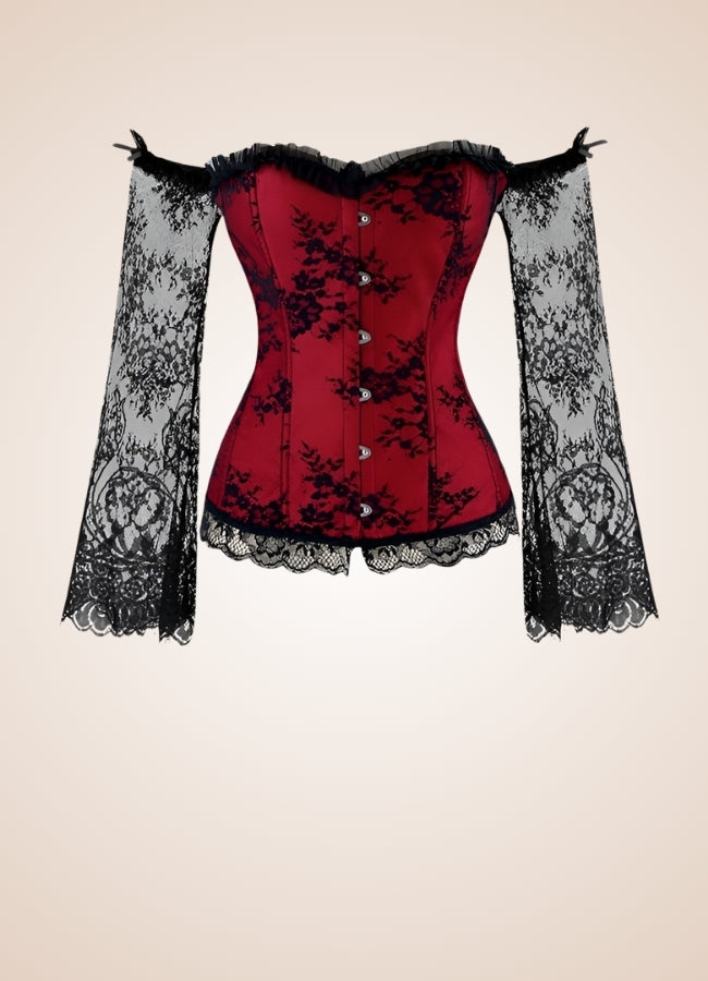 Long Sleeve Steampunk Bustier Red / 4XL long-sleeve-steampunk-bustier-red