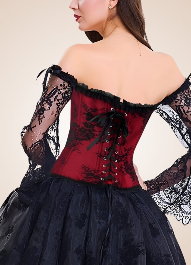 Long Sleeve Steampunk Bustier Red / 4XL long-sleeve-steampunk-bustier-red