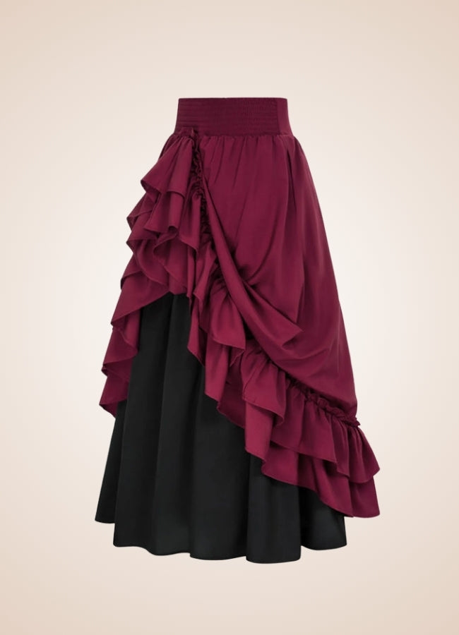 Long Victorian Steampunk Skirt Wine Red / XL long-victorian-steampunk-skirt-wine-red