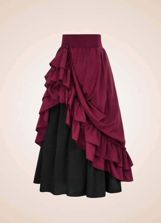 Long Victorian Steampunk Skirt Wine Red / XL long-victorian-steampunk-skirt-wine-red