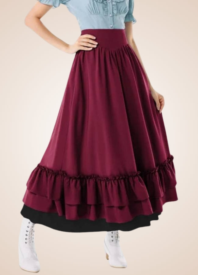 Long Victorian Steampunk Skirt Wine Red / XL long-victorian-steampunk-skirt-wine-red