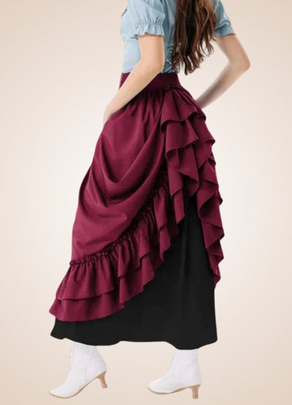 Long Victorian Steampunk Skirt Wine Red / XL long-victorian-steampunk-skirt-wine-red