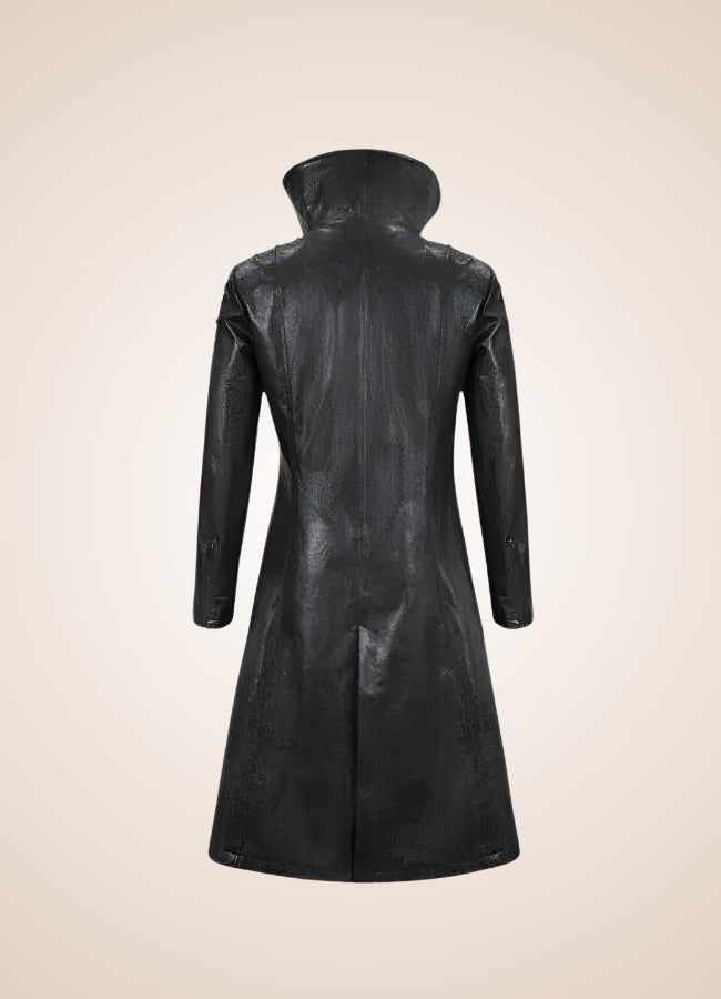 Man High Collar Leather Coat Black / 3XL man-high-collar-leather-coat-black