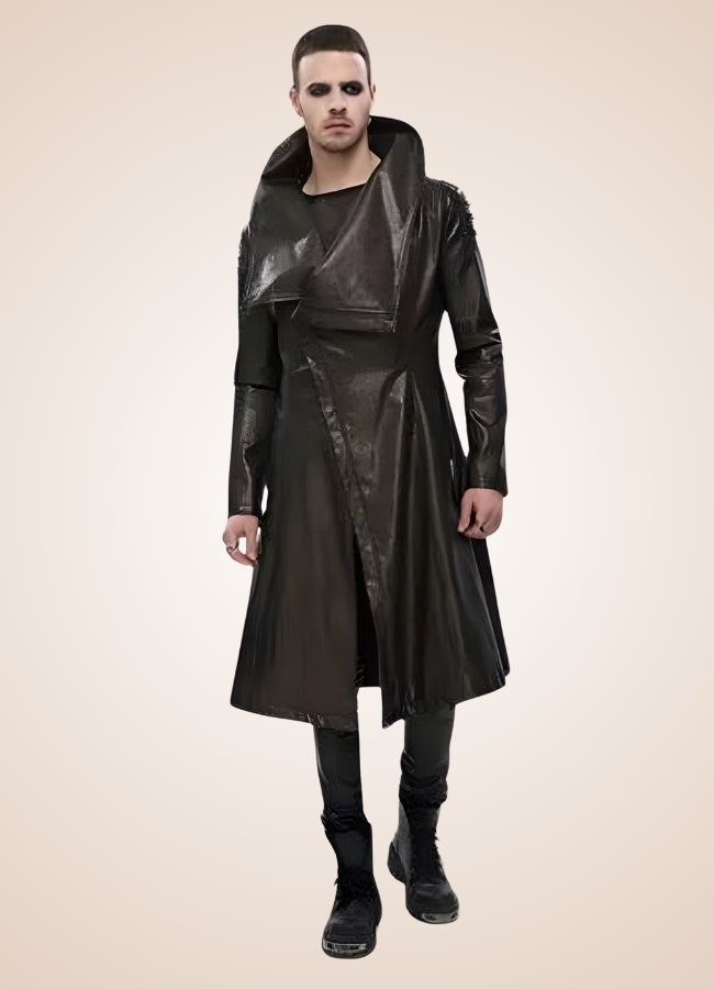 Man High Collar Leather Coat Brown / 3XL man-high-collar-leather-coat-brown