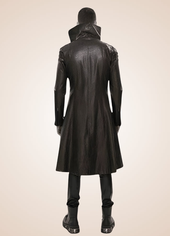 Man High Collar Leather Coat Brown / 3XL man-high-collar-leather-coat-brown