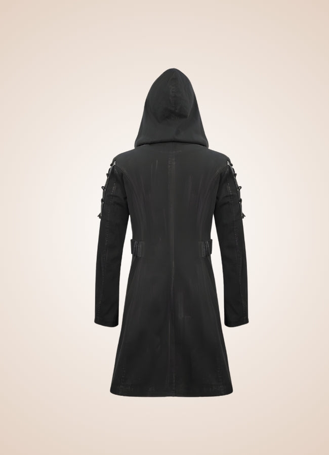 Man Hooded Goth Trench Coat Black / 2XL man-hooded-goth-trench-coat-black