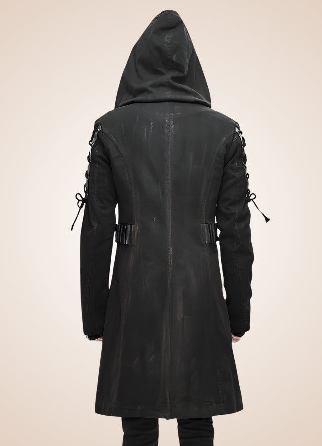 Man Hooded Goth Trench Coat Black / 2XL man-hooded-goth-trench-coat-black