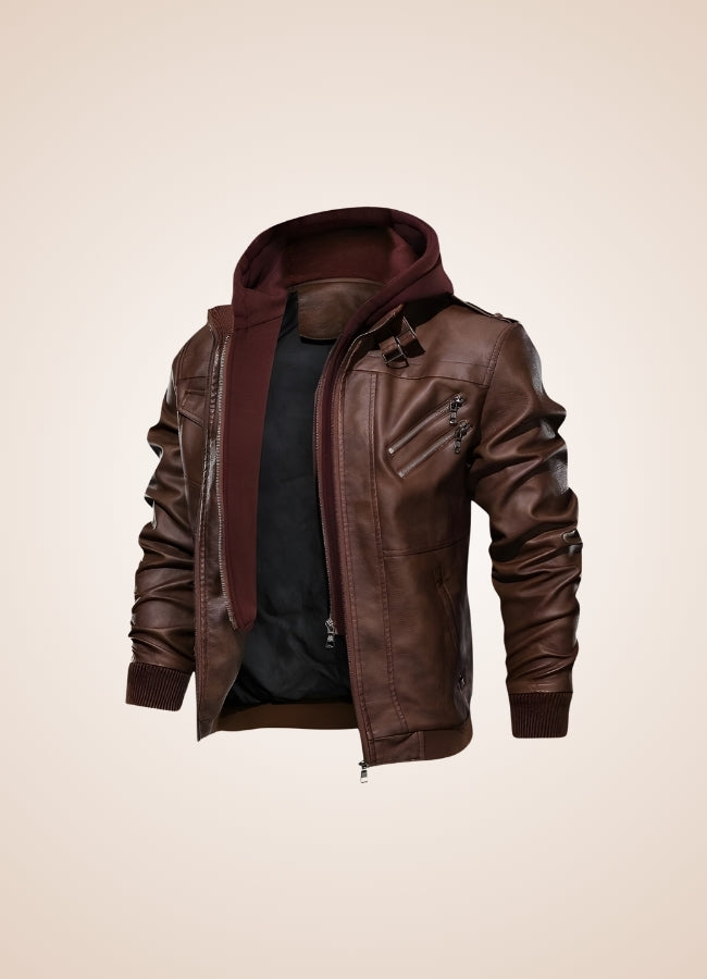 Man's Steampunk Leather Jacket Coffee / 2XL mans-steampunk-leather-jacket-coffee