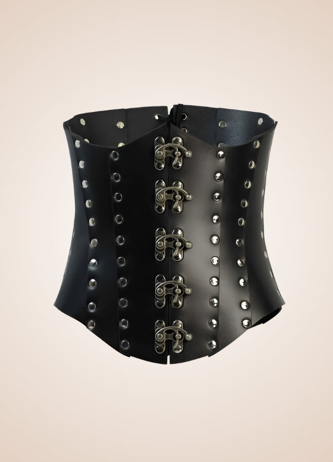 Medieval Leather Steampunk Corset Black / ONE SIZE medieval-leather-steampunk-corset-black