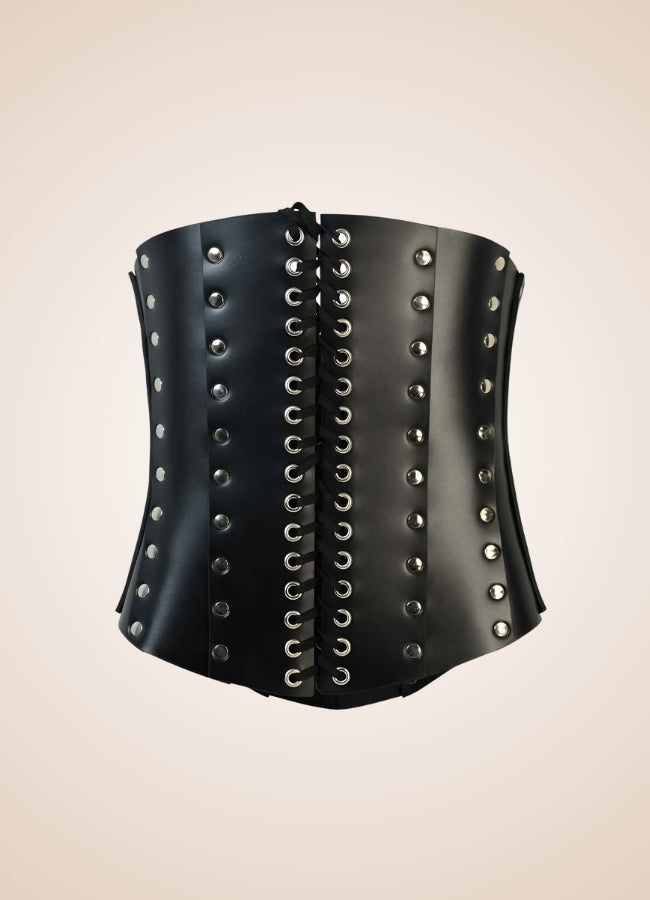 Medieval Leather Steampunk Corset Black / ONE SIZE medieval-leather-steampunk-corset-black