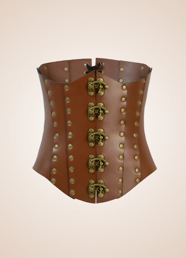 Medieval Leather Steampunk Corset Brown / ONE SIZE medieval-leather-steampunk-corset-brown