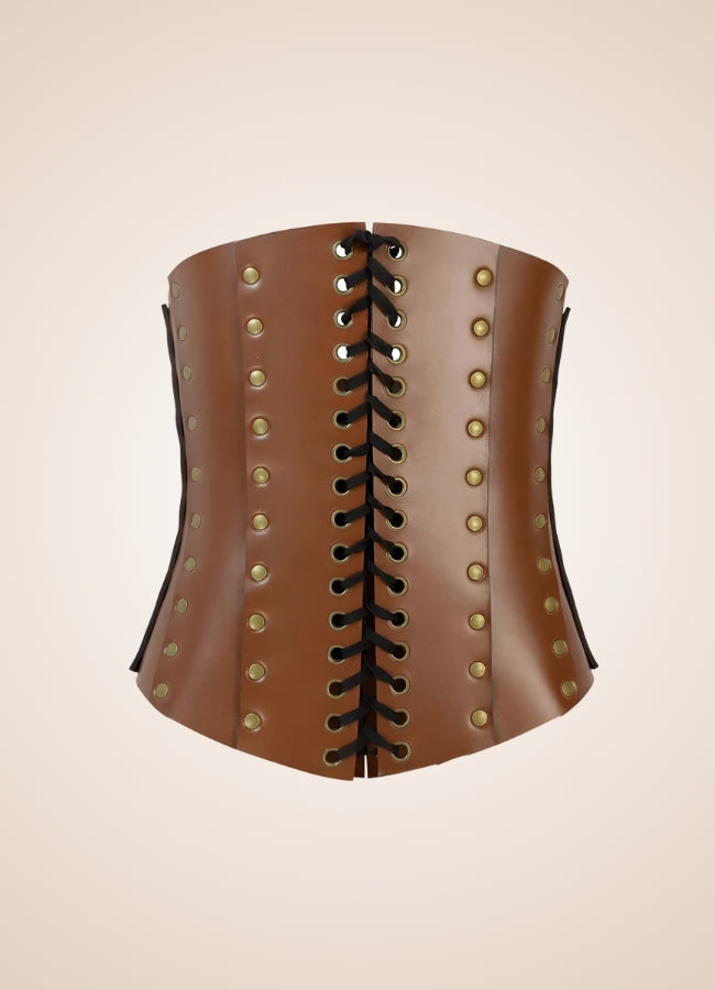 Medieval Leather Steampunk Corset Brown / ONE SIZE medieval-leather-steampunk-corset-brown