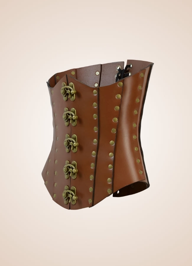 Medieval Leather Steampunk Corset Brown / ONE SIZE medieval-leather-steampunk-corset-brown