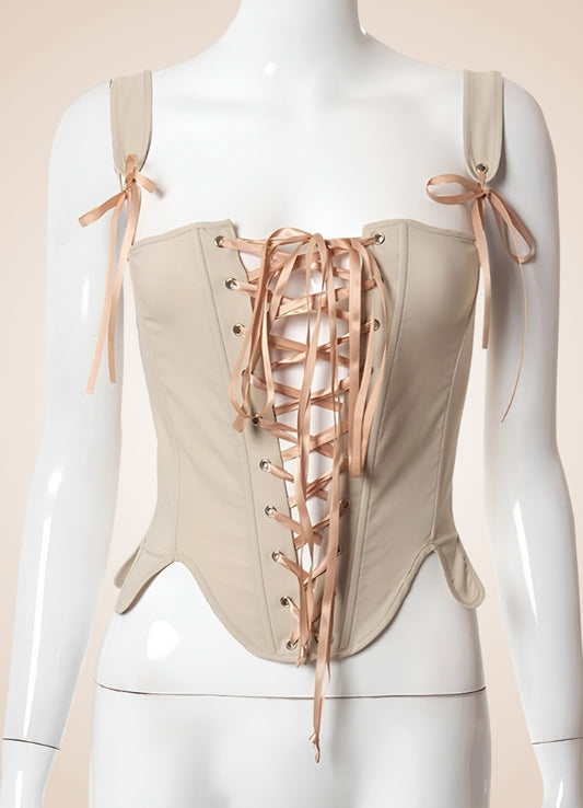 Medieval Renaissance Steampunk Corset Beige / M medieval-renaissance-steampunk-corset-beige