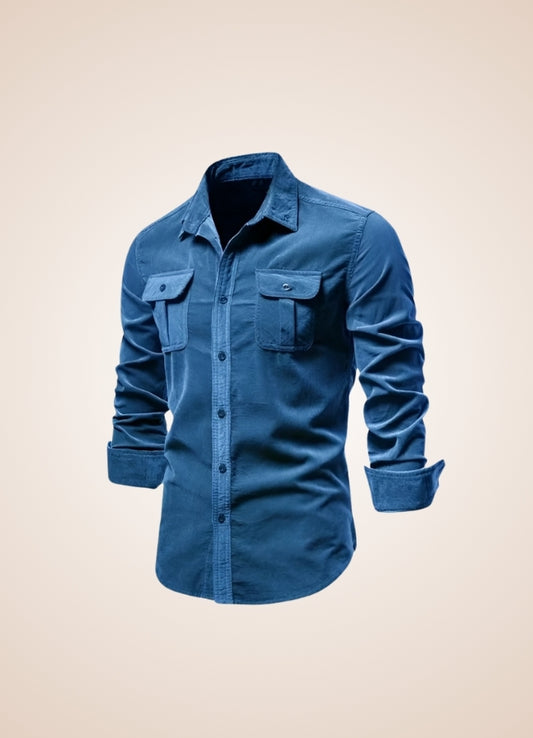 Men's Cargo Longsleeve Shirt Denim Blue / 2XL mens-cargo-longsleeve-shirt-denim-blue