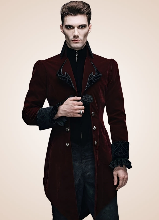 Men's Gothic Burgundy Frock Coat Red / 4XL mens-gothic-burgundy-frock-coat-red