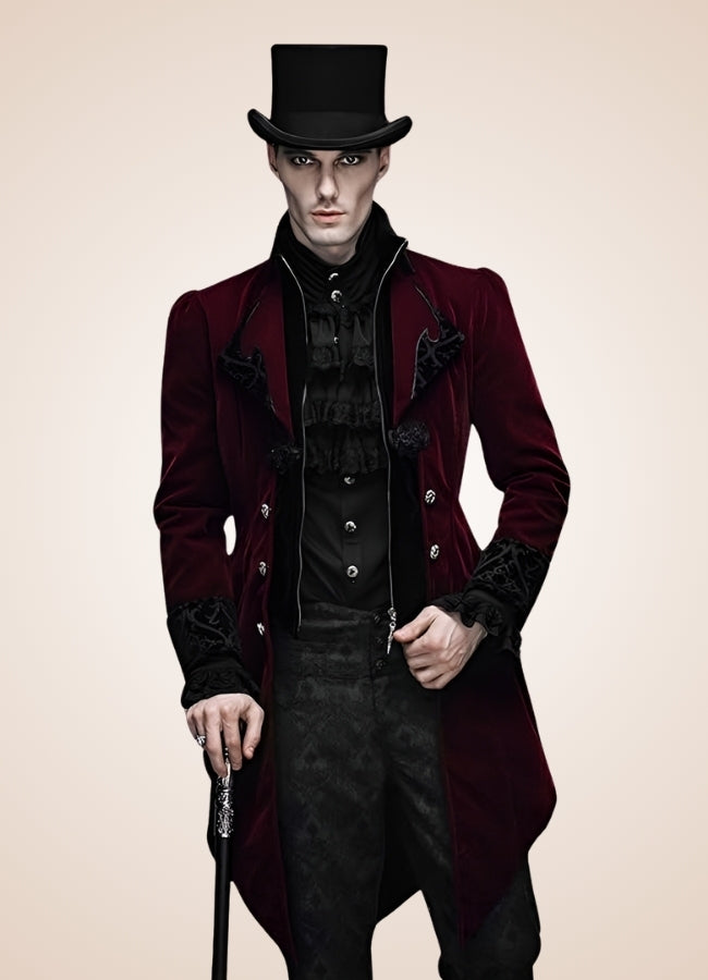 Men's Gothic Burgundy Frock Coat Red / 4XL mens-gothic-burgundy-frock-coat-red