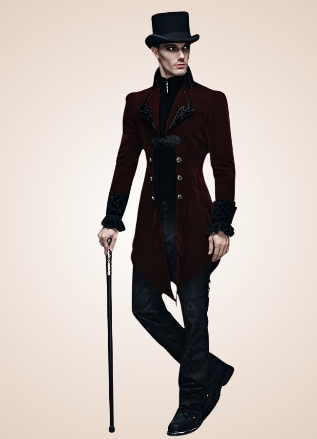 Men's Gothic Burgundy Frock Coat Red / 4XL mens-gothic-burgundy-frock-coat-red