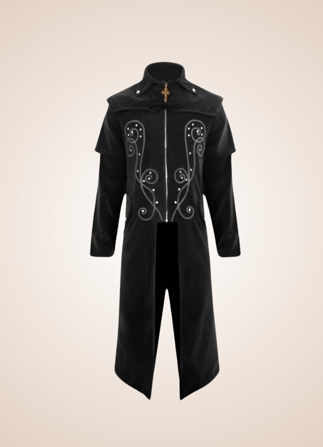 Men's Gothic Medieval Trench Coat Black / XL mens-gothic-medieval-trench-coat-black