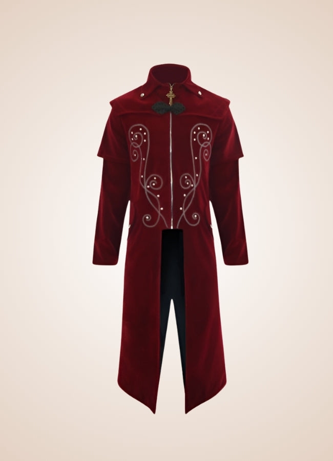 Men's Gothic Medieval Trench Coat Red / XL mens-gothic-medieval-trench-coat-red