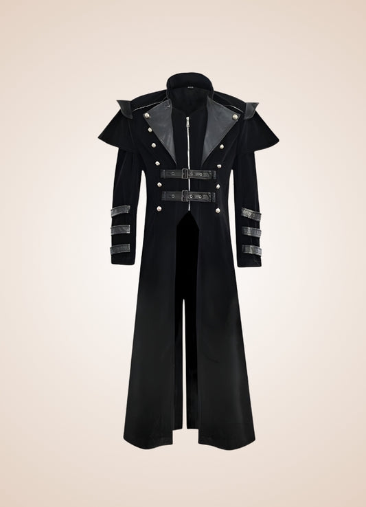 Men's Gothic Trench Coat Black / 2XL mens-gothic-trench-coat-black