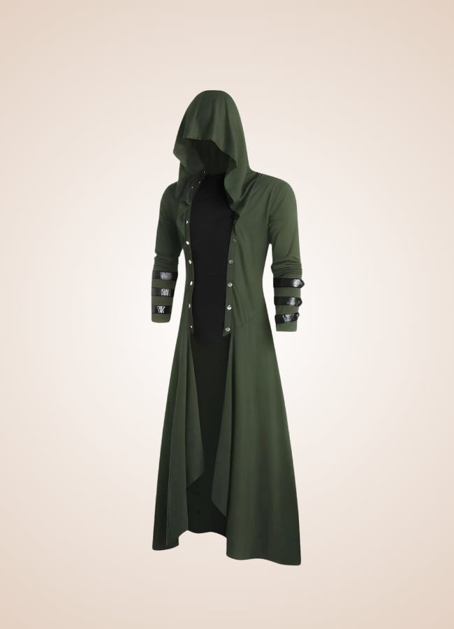 Men's Long Steampunk Redingote Green / 2XL mens-long-steampunk-redingote-green