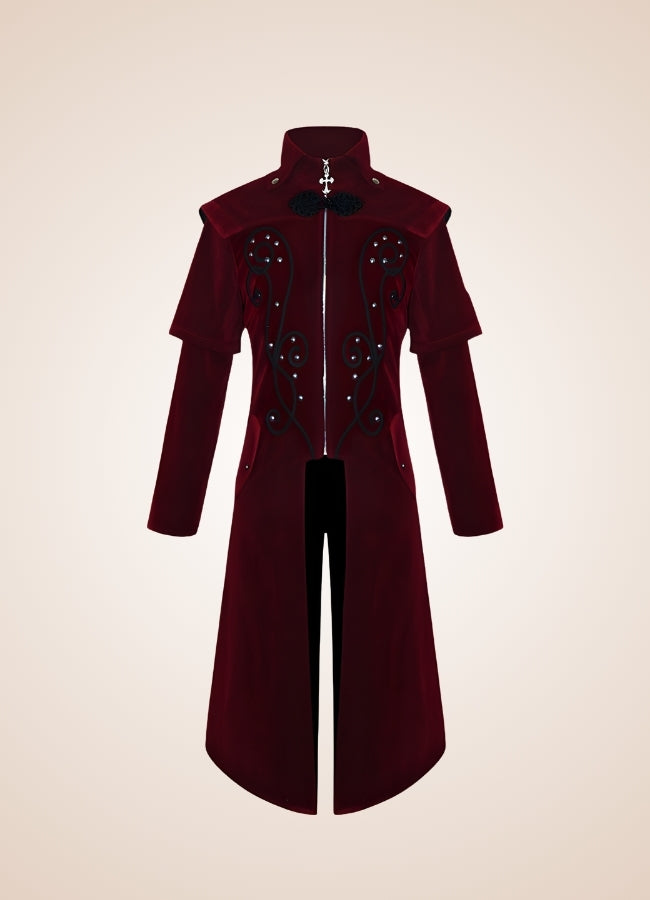 Men's Medieval Steampunk Trench Coat Red / XL mens-medieval-steampunk-trench-coat-red