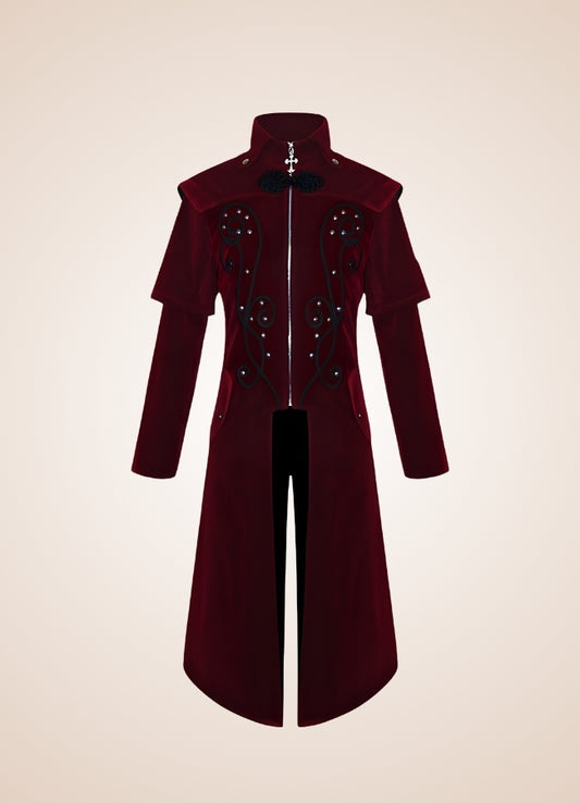 Men's Medieval Steampunk Trench Coat Red / XL mens-medieval-steampunk-trench-coat-red