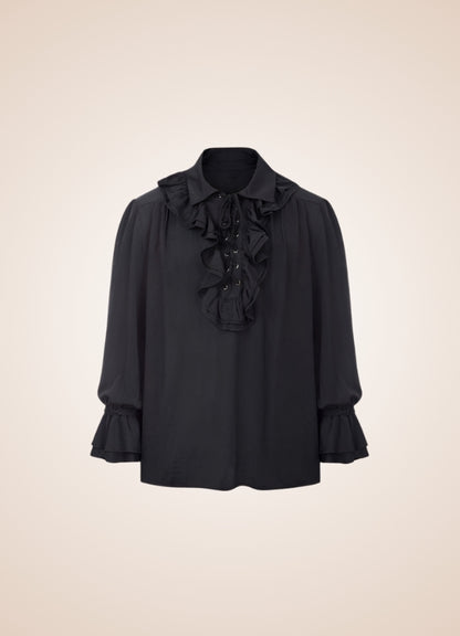 Men's Pirate Ruffles Shirt Black / XL mens-pirate-ruffles-shirt-black