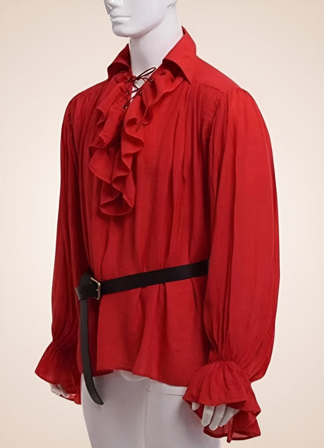 Men's Red Ruffled Renaissance Shirt Red / 4XL mens-red-ruffled-renaissance-shirt-red