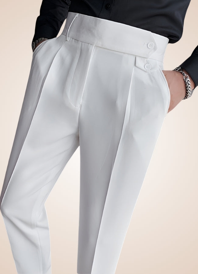 Men's Steampunk High Waist Pants White / 36.0 mens-steampunk-high-waist-pants-white