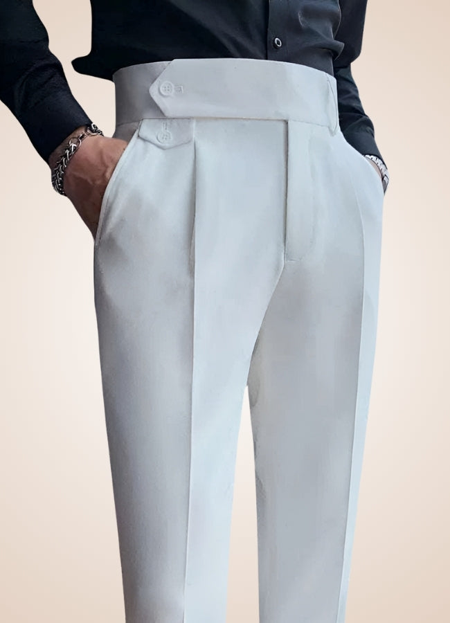 Men's Steampunk High Waist Pants White / 36.0 mens-steampunk-high-waist-pants-white