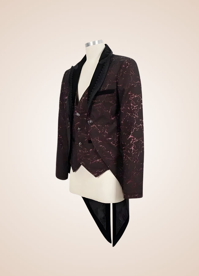 Men's Steampunk Jacket With Tailcoat Wine Red / 3XL mens-steampunk-jacket-with-tailcoat-wine-red